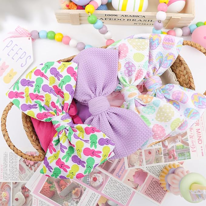 Easter Bows for Girls Rabbit Cheer Bow Baby Girl Headbands Easter Bunny Hairbands Hair Accessories Hair Bows for Girls Infant Easter Gift