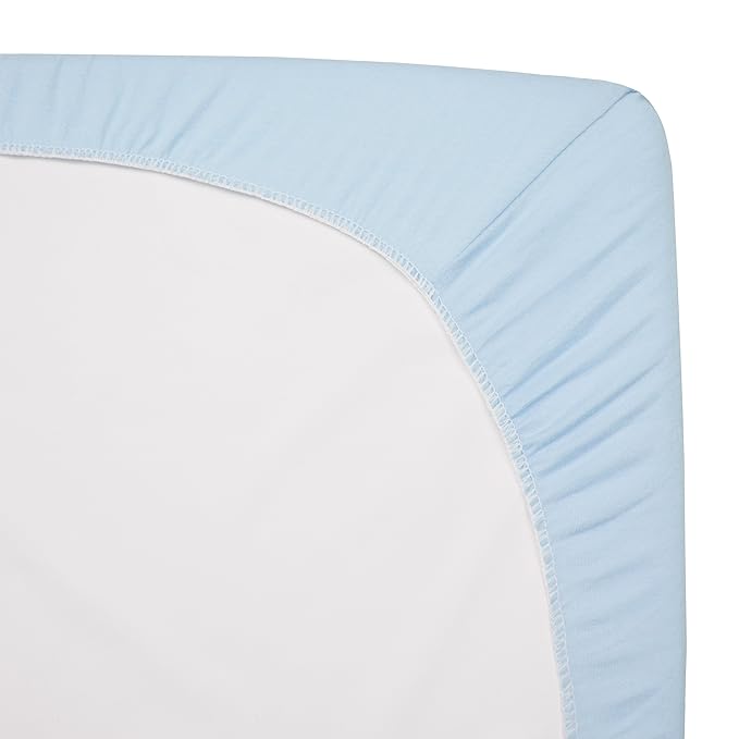 American Baby Company 100% Natural Cotton Fitted Pack and Play Sheet 39" x 27" - Soft & Breathable Pack N Play Sheet for Playpen, Playard & Mini Crib Mattress, Blue, for Boys & Girls