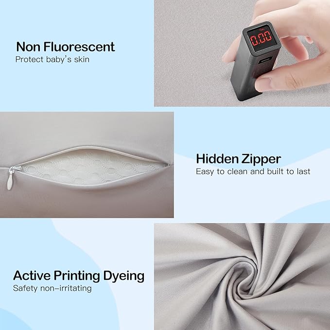 Lucakuins Infant Support Cushion, 0-24 Months Newborn Baby Support Cushion with Cover, Portable Playing Time Mat for Home and Travel, Soft Cotton, Supervised Use, Baby Essentials Gift (Grey)