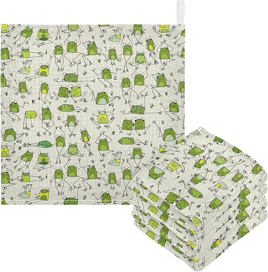 vvfelixl Baby Cotton Washcloths Funny Frogs Infants Bath Towel for Unisex Face Towels for Newborn, Natural Baby Wipes Delicate Skin, 11.8 X 11.8 inch, one sizex3