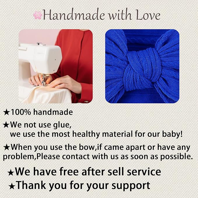 LemonSpace Handmade Fall Baby Girls Bows Soft Stretchy Nylon Hair Bands Hair Accessories Baby headbands with Bows for Newborn Baby Girls Infant Toddlers Kids(Blue)