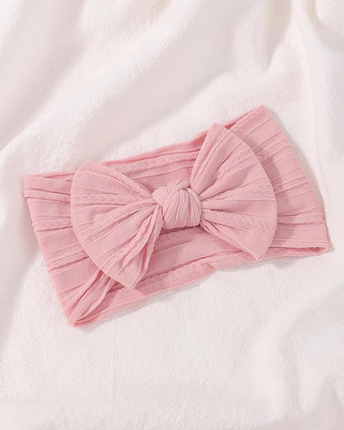 jollybows 3PCS Baby Bows Headbands Soft Nylon Baby Girl Headbands for Newborn Infant Toddler Kids Christmas Bow Wide Hairbands Hair Accessories(White Pink Red)
