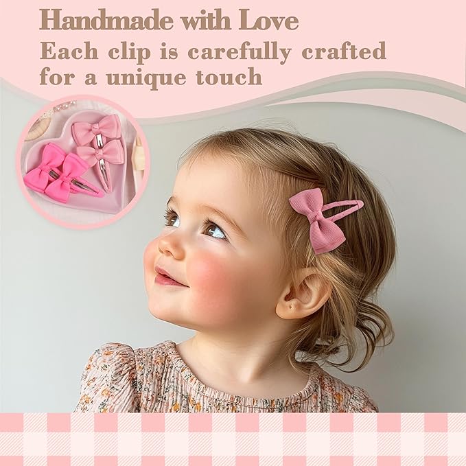 Hair Clips, 40-Pack Premium Quality Lightweight Hair Bows Snap Clips in 20 Colors, Baby Barrettes, Hair Pins, Hair Bows for Pigtails, Hair Accessories for Kids Children