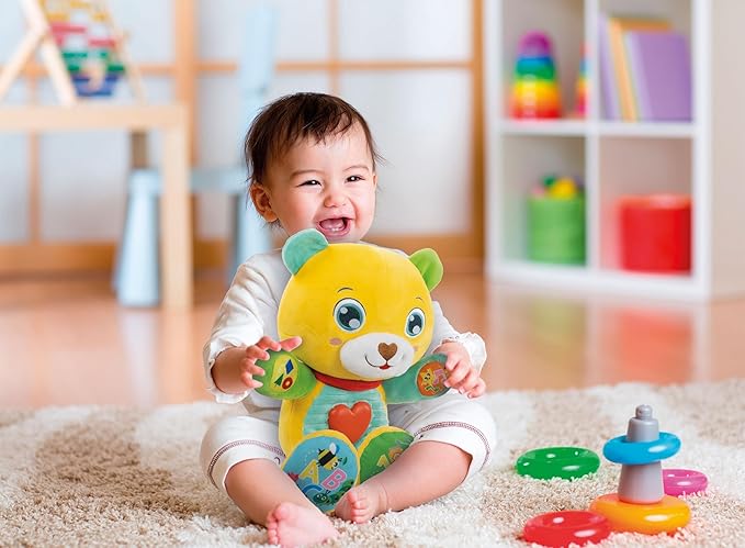Clementoni Baby Lele Hugging and Words, Interactive Speaking Plush Animal for Children from 6 Months, Activity Centre that Stimulates Sensory and Cognitive Development, Italian