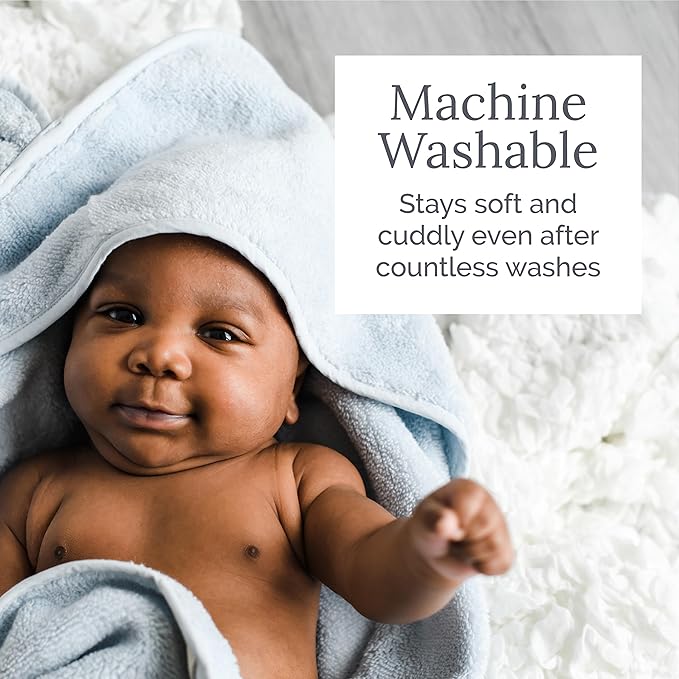 Natemia Hooded Baby Bath Towel - 100% Organic Cotton Baby Towels for Newborns, Toddlers, Boys, Girls - Soft Absorbent 450 GSM - Gentle on Sensitive Skin - Baby Shower Registry Gift (Gray, 35" x 35")