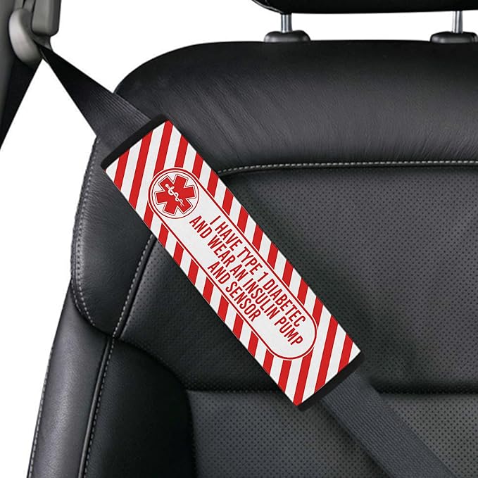 I Have Type 1 Diabetic Insulin Pump and Sensor Custom Size Medical Alert Car Seat Belt Cover for Adults Girls and Boys Safety Seatbelt Belt Strap Shoulder Pad for a More Comfortable Driving 83