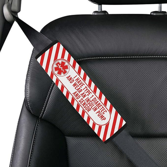 I Have Type 1 Diabetic Insulin Pump and Sensor Custom Size Medical Alert Car Seat Belt Cover for Adults Girls and Boys Safety Seatbelt Belt Strap Shoulder Pad for a More Comfortable Driving 83