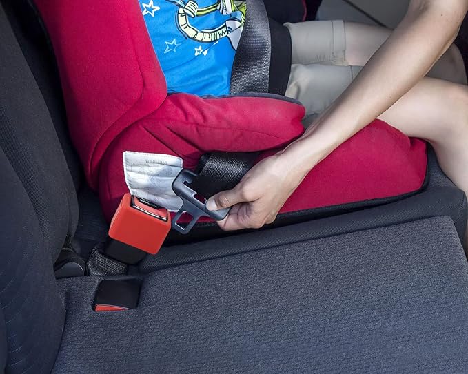 DS. DISTINCTIVE STYLE Seat Belt Holder Easy Access Seatbelt Accessories for Kids 2 Pieces (Red)