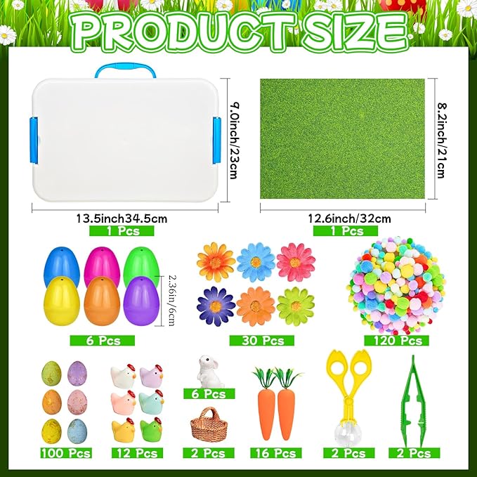 Cinrobiye 283 Pcs Spring Sensory Bin Fillers Insect Fine Motor Activity Set Mini Garden Sensory Bin Kit with Flowers Ladybugs Tools Storage Box for Sorting Counting Classroom Learning Activities