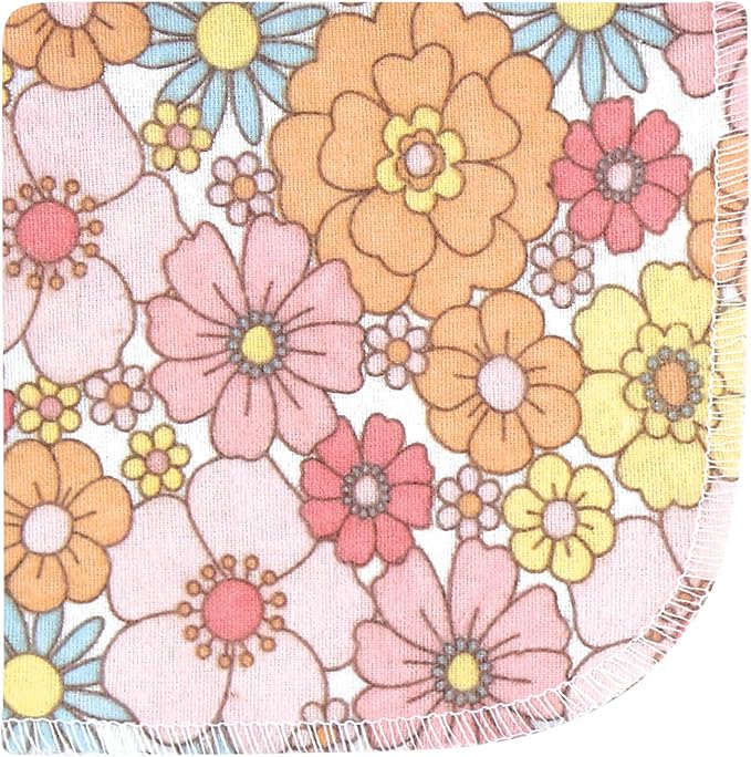 Hudson Baby Unisex Baby Flannel Cotton Washcloths, Peace Love Flowers 10 Pack, One Size