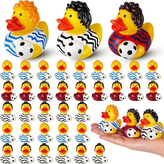 Deekin 48 Pcs Rubber Ducks 2 Inch Bulk Sport Party Favors for Team Events Decorations Birthday Party Supplies Club Player Gift (Soccer Player)