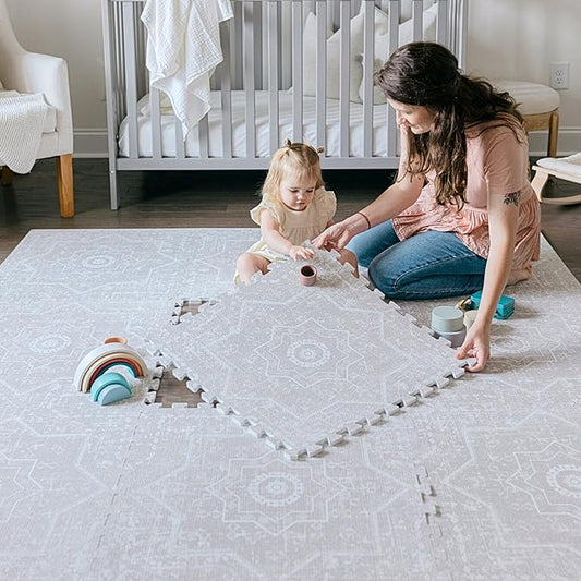 Little Landings Baby Play Mat for Floor - Layla (6x6ft) - Premium EVA Foam Play Mat for Babies & Toddlers (Ages 0-5+) - Non-Toxic Playmat for Tummy Time, Crawling & Playroom - Stylish & Comfortable