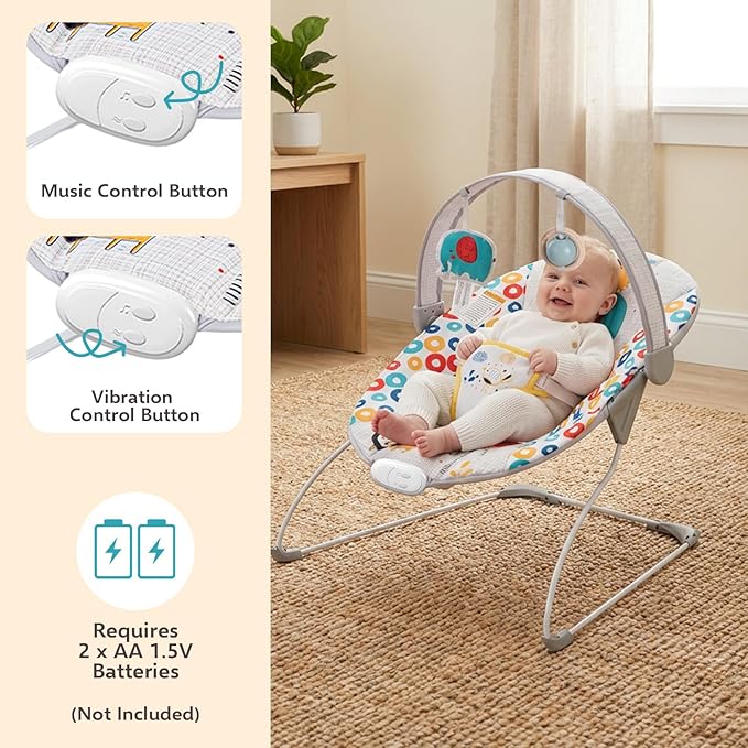 Baby Bouncer, Baby Bouncers for Infants, Portable Baby Bouncer Seat for Newborns with Music Soft Seat Cushion, Adjustable Infant Bouncer for Babies 0-6 Months 6-20 lbs Unisex