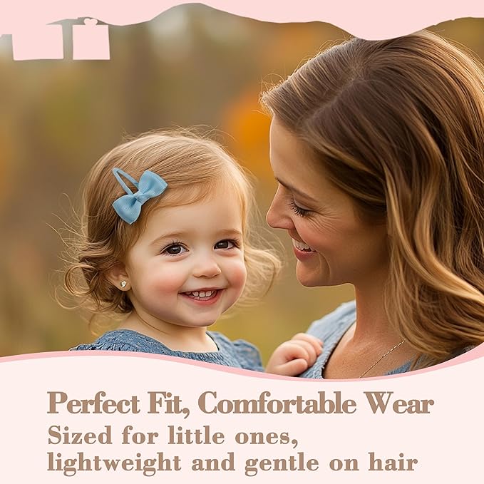 Hair Clips, 40-Pack Premium Quality Lightweight Hair Bows Snap Clips in 20 Colors, Baby Barrettes, Hair Pins, Hair Bows for Pigtails, Hair Accessories for Kids Children