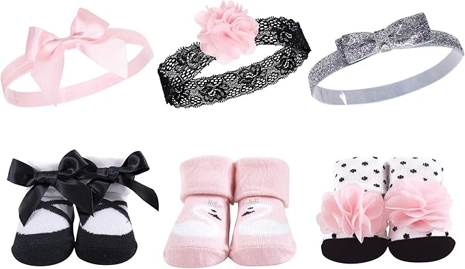 Hudson Baby Girl's Headband and Socks Giftset