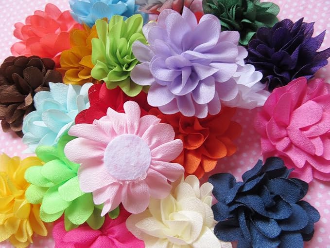 YYCRAFT Pack Of 38 Pcs Satin Silk Flower 2" Hair Flower Headband-Mix Color