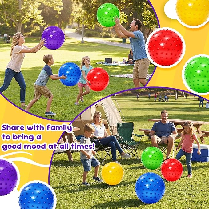 Jerify Knobby Balls Bouncy Spiky Sensory Ball Bulk Soft Inflatable Massage Stress Plastic Toy for School Party Play Indoor Outdoor