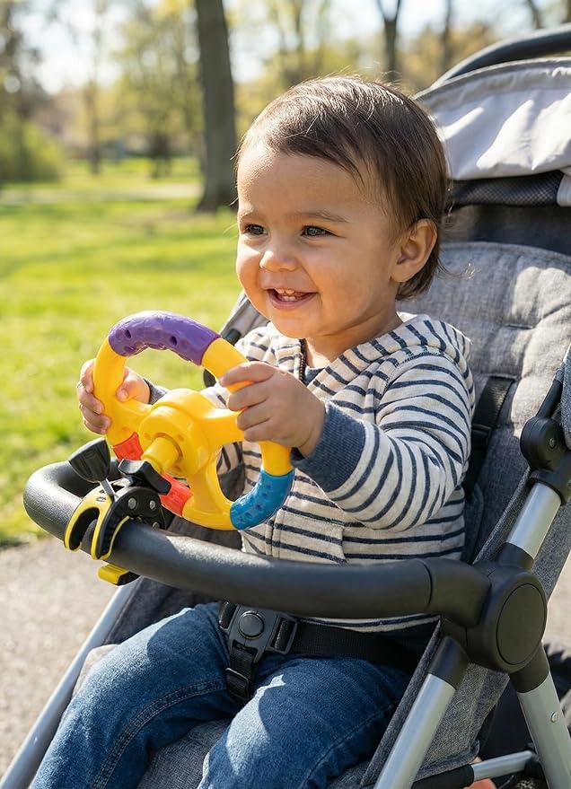 Kids Steering Wheel, Shopping Cart and Stroller Attachment, Entertainment Accessory for Children
