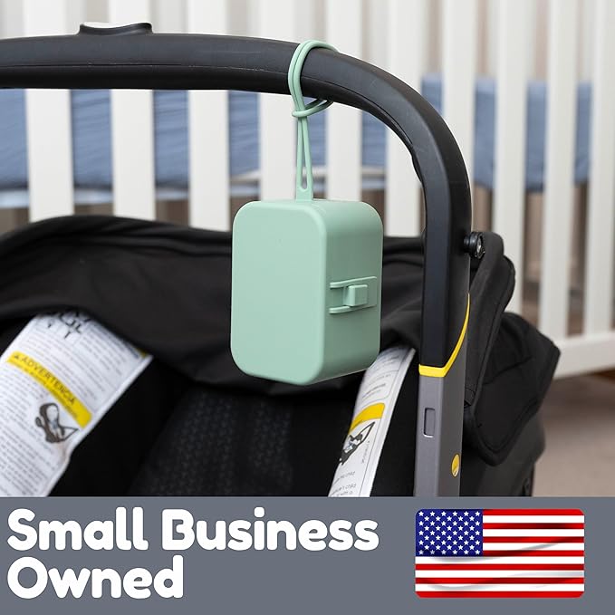 Baby's Aid Silicone Pacifier Case, No Open Slot with Patented Closure, Dishwasher Safe, Attaches to Diaper Bag or Stroller, Holds 2 Pacifiers, (Sage)