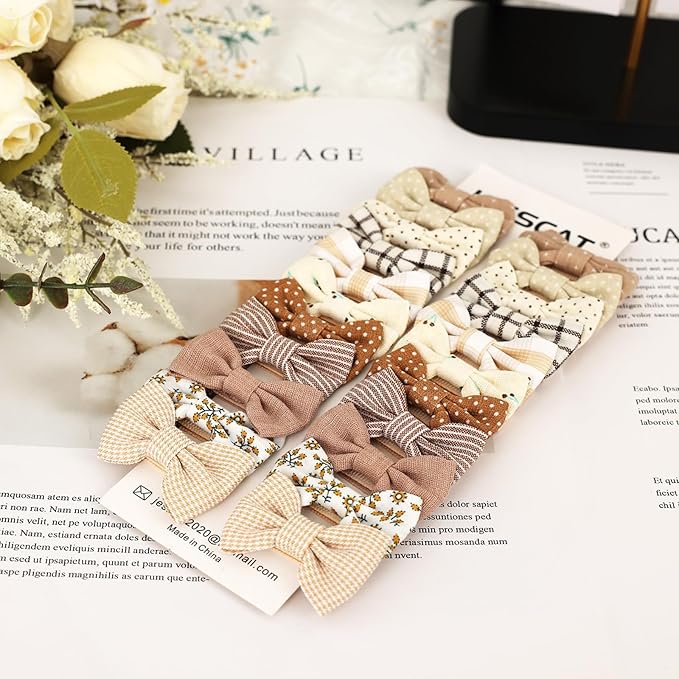 JESSCAT 22 Pcs Hair Clips for Girls with Bows Flower, Fully Lined Alligator Clips and Barrettes, Fabric Handmade Barrettes Hair Accessories for Girls Baby Infants Toddler Kids