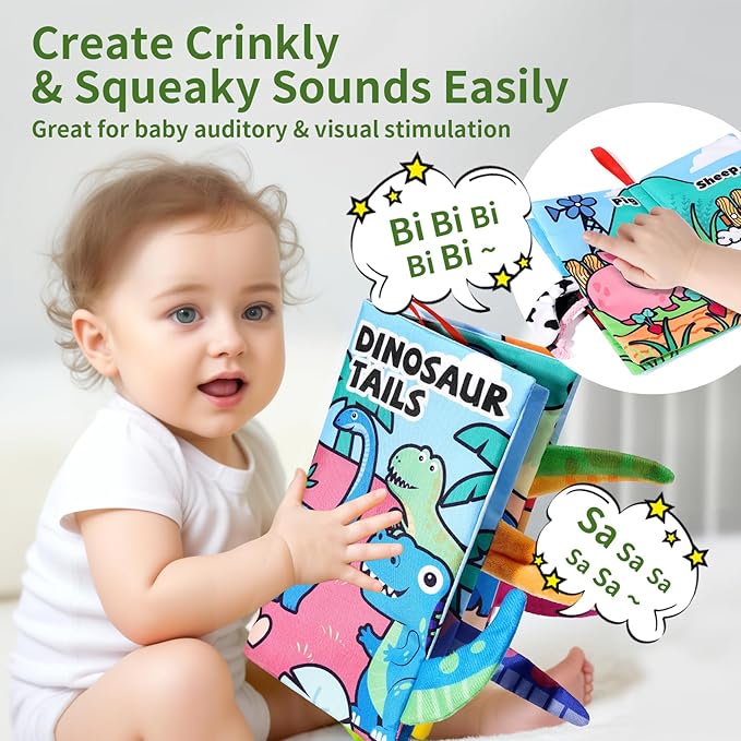 4-Pack Baby Books 0-6 Months, Baby Crinkle Books, Touch and Feel Sensory Toy for Babies, Infant Toys 0-6 Months, Soft Fabric Toy Shower Gift - 6 Pages Blue - Easter Gifts