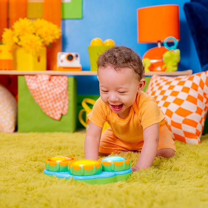 Bright Starts Safari Beats Musical Drum Toy with Lights, Ages 3 Months +, Multi