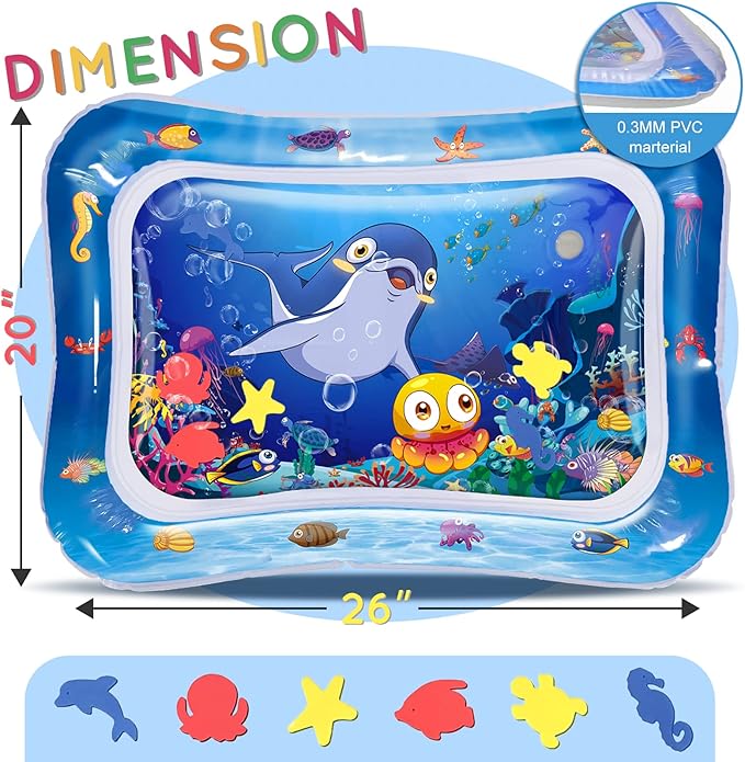 Infinno Tummy Time Mat Sensory Water Mat for Babies, Baby Toys for 3 6 9 12 Months Boys and Girls, Great Gift Idea of Baby Stuffs…