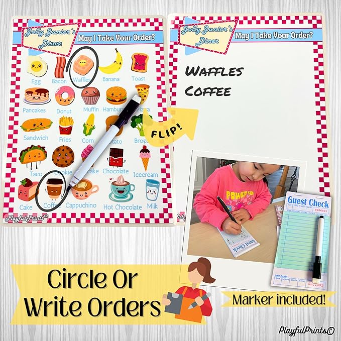 Pretend Resturant Menus For Kids, Diner Menu Playset For Play Food Play Kitchen Accessories, Kids Kitchen playset, Kitchen Set For Toddlers, Toy Kitchen Toys By PlayfulPrints