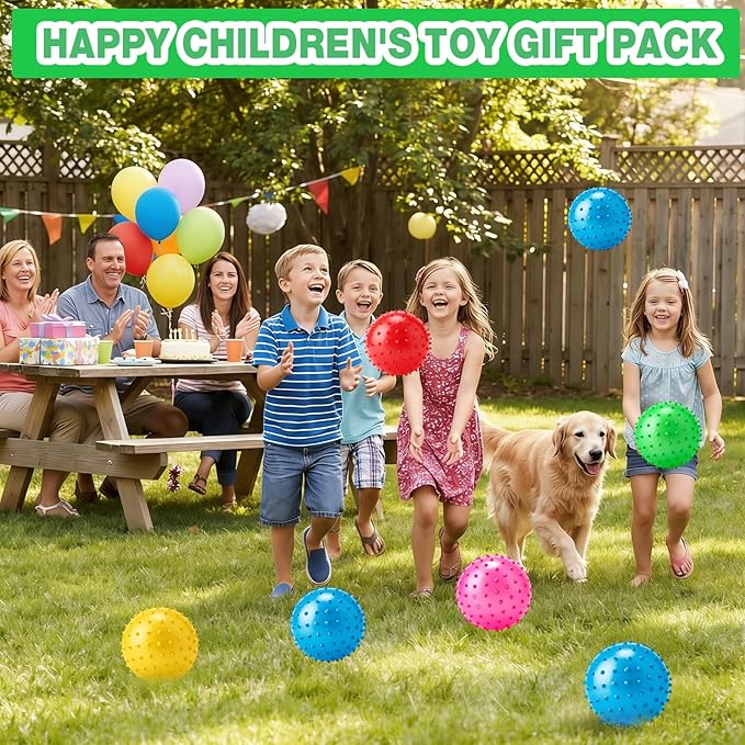 Jerify Knobby Balls Bouncy Spiky Sensory Ball Bulk Soft Inflatable Massage Stress Plastic Toy for School Party Play Indoor Outdoor