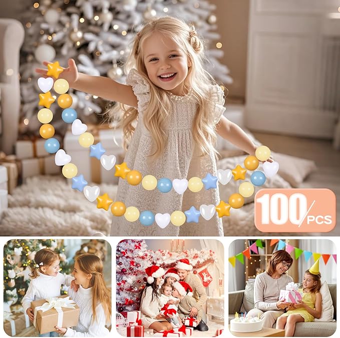GOGOSO Ball Pit Balls,Plastics Balls for Ball Pit, Stars Hearts Shape for PastelBall for Toddlers Kids