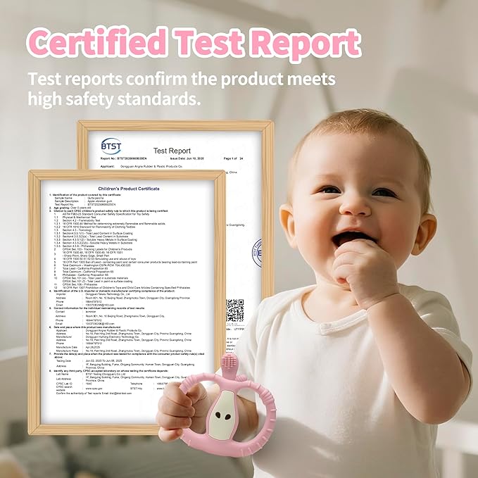Vibrating Teether for Baby with Remote Control - Chewy Sensory Toy for Teething & Autism, 10-Speed Vibration Modes, USB Rechargeable, Food Grade Silicone Teether for Sensory Seekers (Pink)