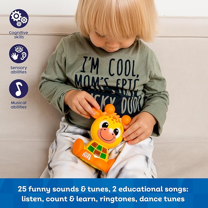 Kids Hits Babykins Moose Interactive Toy: Spark Joy and Learning for Kids 2 Years and Up - Bright Lights, Playful Tunes, and Educational Fun! (Yellow)