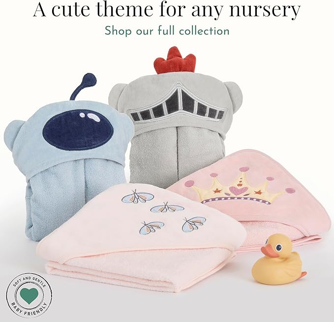 Evolur AstroNap 6 pc Baby Gift Set, Includes Hooded Towel & 5pc Wash Cloths, Soft and 100% Cotton Woven, for Newborn, Infants and Toddlers 0-9 Months