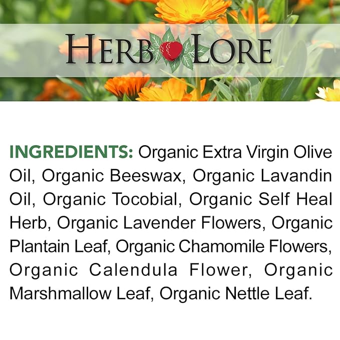 Herb Lore Healing Salve Ointment - Organic Baby Diaper Rash Cream – Natural Soothing Balm with Calendula for Cradle Cap, Drool Rash, Dry & Irritated Skin, Face & Body (1.8 oz)