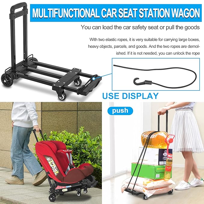 AKOZLIN Travel Airport Toddler Cart for Car Seat (Only fit for car Seats with ISOFIX Interface) Adjustable Belt Trolley Dolly