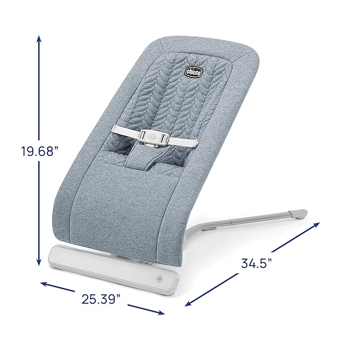 Chicco E-Motion Auto-Glider & Baby Bouncer, Motion-Sensing, Nature Sounds and Melodies, Cotton Seat Pad, AC or Battery Powered, Grey/Grey