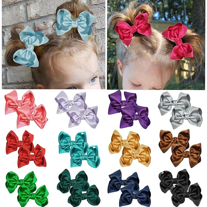 3 Inch Baby Girl Hair Bows Clips Hairpin Headwear Little Teen Toddler Girls Kids Teens Toddlers Hair Accessories - Set of 2 (Gold)