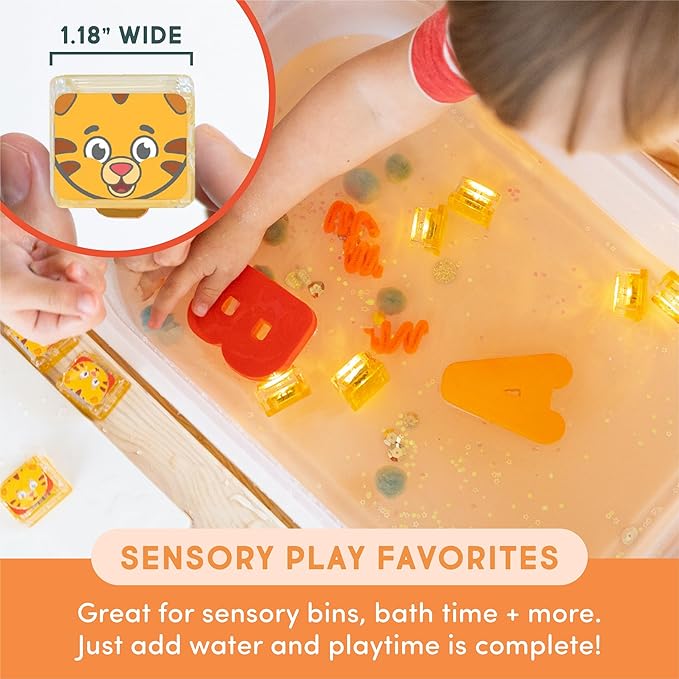 Glo Pals x Daniel Tiger's Neighborhood Water-Activated Bath Toy with 4 Reusable Light-Up Cubes for Sensory Play (Cubes Only)