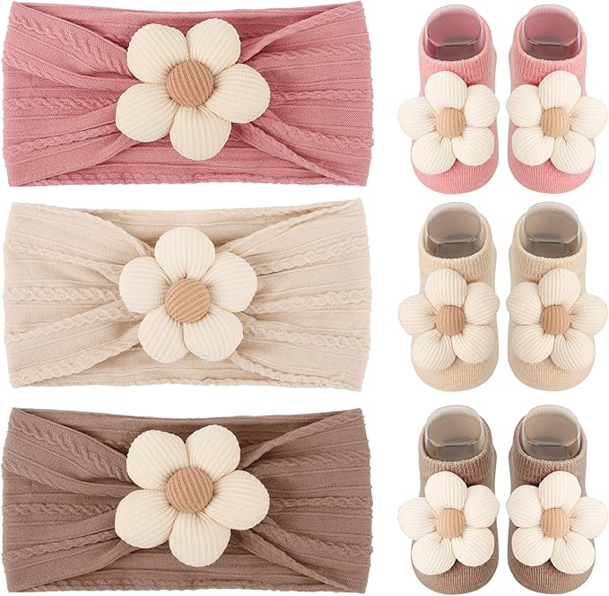 AQOKKA Baby Flower Headbands Nylon Baby Girl Headbands Soft Handmade Hairbands Toddler Hair Accessories for Girls