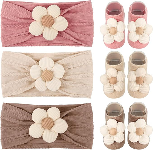 AQOKKA Baby Flower Headbands Nylon Baby Girl Headbands Soft Handmade Hairbands Toddler Hair Accessories for Girls