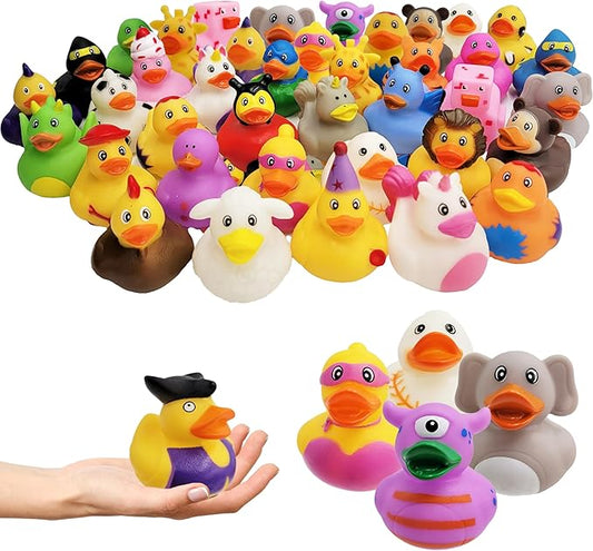 Chochkees Assorted Rubber Ducks Toy Duckies for Kids and Toddlers, Bath Birthday Baby Showers Classroom, Summer Beach and Pool Activity, 2" Inches (100-Pack)