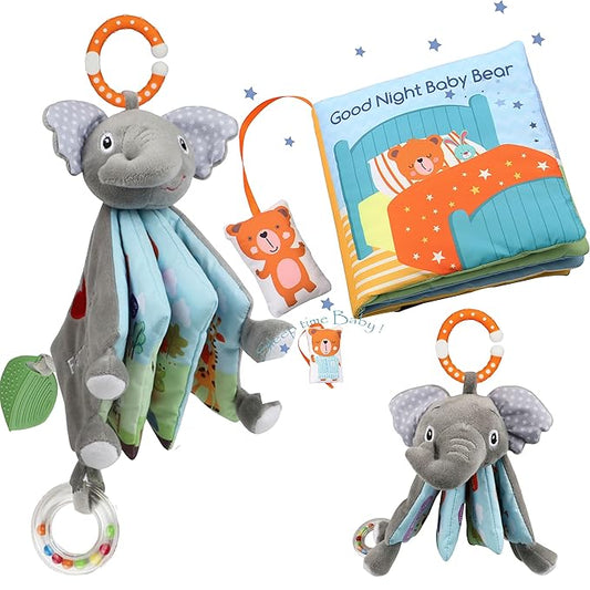 Elephant Crinkle Touch and Feel Books Baby Toys & Teddy Bear Toy Book -Teethers & Rattle