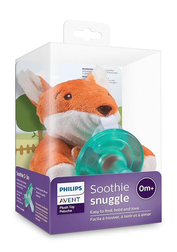 Philips Avent Soothie Snuggle Pacifier Holder with Detachable Pacifier, 0m+, Fox, SCF347/08