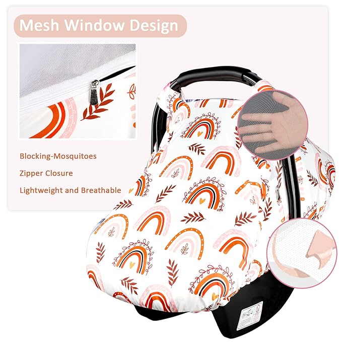 Infant Car Seat Head Support and Stroller Cover, Made of Super Soft and Stretchy Perfect for Baby Car Seat, Strollers, Swing, Bouncers