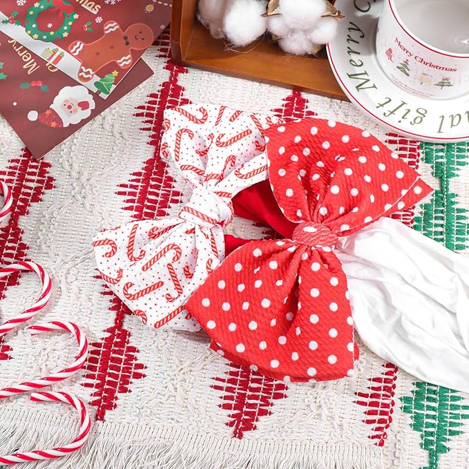 Christmas Bows for Girls - Santa & Candy Cane Bows - Red Baby & Toddler Girl Headbands