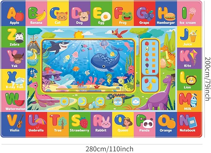 Baby Play Mat for Floor, Kids Rug Playmat Baby Crawling Mats Educational Tummy Time Mats Soft ABC Play Mat for Toddlers Infants Kids Rug for Playroom Classroom(110.2X78.7 INCH, Style 2)