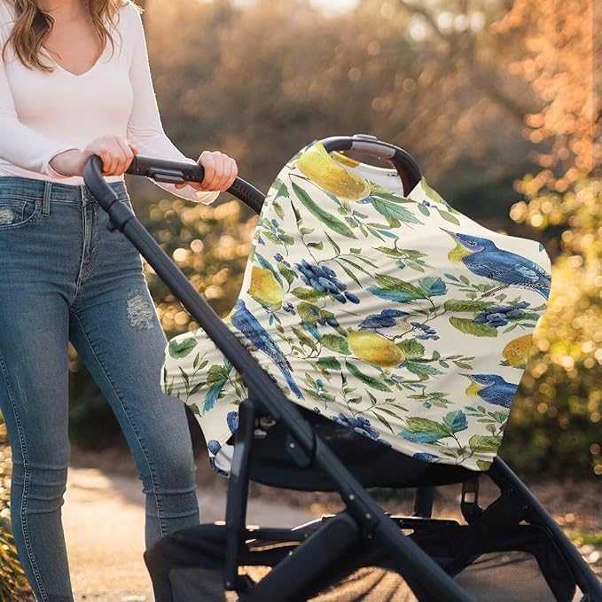AFPANQZ Lemon Bird Nursing Cover Breastfeeding Scarf Baby Car Seat Covers Infant Stroller Cover Carseat Canopy for Girls and Boys Lightweight Breathable for Outdoor Walking Traveling