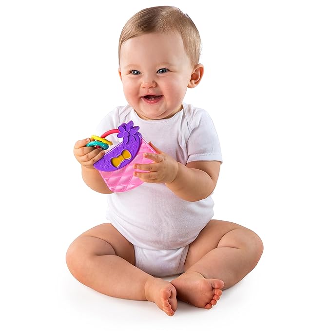 Bright Starts Carry & Teethe Purse Chillable Teether Toy, Ages 3 Months +, Pretty in Pink