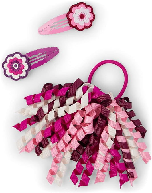 Gymboree Girls' and Toddler 3-Pack Snap Clips & Tie Hair Accessories