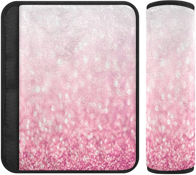 ODAWA White Pink 2-Pack Universal Car Seat Shoulder Strap Pads for More Comfortable Driving, Seat Belt Cushion Shoulder Strap Seatbelt Covers for Kids 10 x 7.7 in